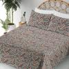 Ambesonne Meadow Vibes Sheet Set, Line Art Neutral Colors Boho Pampas Design on Geometric Back Print, Fitted and Flat Sheet with Pillowcase Bedding Accent 3 Piece Set, Twin, Pale Salmon Off White(Pale Petrol Blue Burgundy)