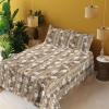 Ambesonne Meadow Vibes Sheet Set, Line Art Neutral Colors Boho Pampas Design on Geometric Back Print, Fitted and Flat Sheet with Pillowcase Bedding Accent 3 Piece Set, Twin, Pale Salmon Off White(White Umber Pale Camel)