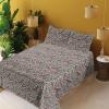 Ambesonne Meadow Vibes Sheet Set, Line Art Neutral Colors Boho Pampas Design on Geometric Back Print, Fitted and Flat Sheet with Pillowcase Bedding Accent 3 Piece Set, Twin, Pale Salmon Off White(Pale Petrol Blue Burgundy)