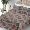 Ambesonne Meadow Vibes Sheet Set, Line Art Neutral Colors Boho Pampas Design on Geometric Back Print, Fitted and Flat Sheet with Pillowcase Bedding Accent 3 Piece Set, Twin, Pale Salmon Off White(Purple Teal and Pastel Brown)