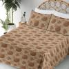 Ambesonne Meadow Vibes Sheet Set, Line Art Neutral Colors Boho Pampas Design on Geometric Back Print, Fitted and Flat Sheet with Pillowcase Bedding Accent 3 Piece Set, Twin, Pale Salmon Off White(Dark Khaki Fawn)