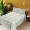 Ambesonne Meadow Vibes Sheet Set, Line Art Neutral Colors Boho Pampas Design on Geometric Back Print, Fitted and Flat Sheet with Pillowcase Bedding Accent 3 Piece Set, Twin, Pale Salmon Off White(Dark Ceil Blue and Fern Green)