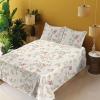 Ambesonne Meadow Vibes Sheet Set, Line Art Neutral Colors Boho Pampas Design on Geometric Back Print, Fitted and Flat Sheet with Pillowcase Bedding Accent 3 Piece Set, Twin, Pale Salmon Off White(Pale Ruby Avocado Green)