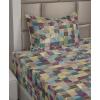 Ambesonne Meadow Vibes Sheet Set, Line Art Neutral Colors Boho Pampas Design on Geometric Back Print, Fitted and Flat Sheet with Pillowcase Bedding Accent 3 Piece Set, Twin, Pale Salmon Off White(Avocado Green Purple Teal)
