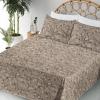 Ambesonne Meadow Vibes Sheet Set, Line Art Neutral Colors Boho Pampas Design on Geometric Back Print, Fitted and Flat Sheet with Pillowcase Bedding Accent 3 Piece Set, Twin, Pale Salmon Off White(Cocoa Dark Taupe and White)