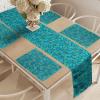 Ambesonne Tartan Table Runner, A Traditional Plaid with Diagonal Lines Rhombuses Scottish Retro Themed Drawing Art, Decoration for Dining Room and Kitchen Home and House Decor, 16″ X 72″, Coral Black(Mint Green Blue)