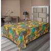 Ambesonne Floral Scene Flat Sheet, Garden Feelings Flowers Boho Silhouettes with Neutral Colors Art, Soft Comfortable Top Sheet Decorative Bedding 1 Piece, Queen Size, Salmon White Dark Cocoa(Turquoise Mustard Umber)