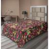 Ambesonne Floral Scene Flat Sheet, Garden Feelings Flowers Boho Silhouettes with Neutral Colors Art, Soft Comfortable Top Sheet Decorative Bedding 1 Piece, Queen Size, Salmon White Dark Cocoa(Hot Pink Khaki and Green)