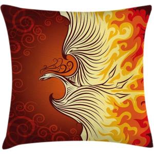 Ambesonne Animal Throw Pillow Cushion Cover, Fox Sleeping Funny Creature in Watercolor Art Design, Decorative Square Accent Pillow Case, 20″ X 20″, Apricot and White(Orange and Yellow)