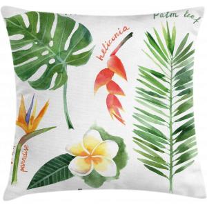 Ambesonne Animal Throw Pillow Cushion Cover, Fox Sleeping Funny Creature in Watercolor Art Design, Decorative Square Accent Pillow Case, 20″ X 20″, Apricot and White(Yellow Fern)