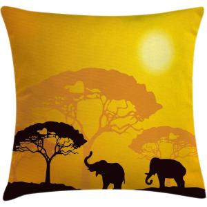 Ambesonne Animal Throw Pillow Cushion Cover, Fox Sleeping Funny Creature in Watercolor Art Design, Decorative Square Accent Pillow Case, 20″ X 20″, Apricot and White(Yellow Brown)