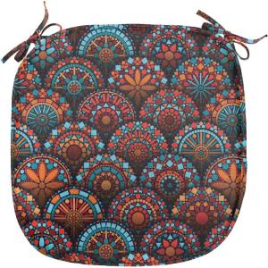 Ambesonne Black and White Chair Seating Cushion Set of 4, Vintage Floral Pattern Victorian Classic Royal Inspired New Modern Art, Anti-Slip Seat Padding for Kitchen & Patio, 16″x16″, White and Black(Aqua Orange Ruby)
