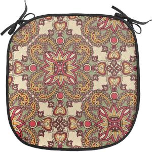 Ambesonne Black and White Chair Seating Cushion Set of 4, Vintage Floral Pattern Victorian Classic Royal Inspired New Modern Art, Anti-Slip Seat Padding for Kitchen & Patio, 16″x16″, White and Black(Pale Orange Dark Coral)
