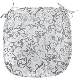 Ambesonne Black and White Chair Seating Cushion Set of 4, Vintage Floral Pattern Victorian Classic Royal Inspired New Modern Art, Anti-Slip Seat Padding for Kitchen & Patio, 16″x16″, White and Black(Grey Pale Blue White)