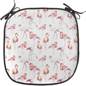 Ambesonne Black and White Chair Seating Cushion Set of 4, Vintage Floral Pattern Victorian Classic Royal Inspired New Modern Art, Anti-Slip Seat Padding for Kitchen & Patio, 16″x16″, White and Black(Orange Coral White)