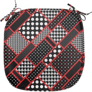 Ambesonne Black and White Chair Seating Cushion Set of 4, Vintage Floral Pattern Victorian Classic Royal Inspired New Modern Art, Anti-Slip Seat Padding for Kitchen & Patio, 16″x16″, White and Black(Scarlet White Black)