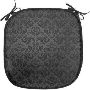 Ambesonne Black and White Chair Seating Cushion Set of 4, Vintage Floral Pattern Victorian Classic Royal Inspired New Modern Art, Anti-Slip Seat Padding for Kitchen & Patio, 16″x16″, White and Black(Black Grey)
