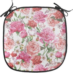 Ambesonne Black and White Chair Seating Cushion Set of 4, Vintage Floral Pattern Victorian Classic Royal Inspired New Modern Art, Anti-Slip Seat Padding for Kitchen & Patio, 16″x16″, White and Black(Pale Pink Hot Pink)