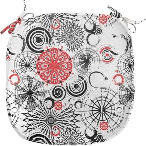 Ambesonne Black and White Chair Seating Cushion Set of 4, Vintage Floral Pattern Victorian Classic Royal Inspired New Modern Art, Anti-Slip Seat Padding for Kitchen & Patio, 16″x16″, White and Black(Vermilion Black White)