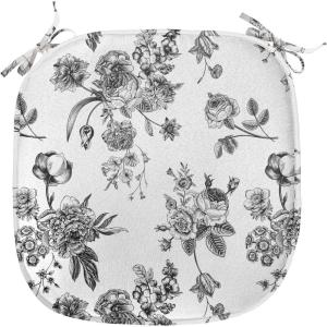 Ambesonne Black and White Chair Seating Cushion Set of 4, Vintage Floral Pattern Victorian Classic Royal Inspired New Modern Art, Anti-Slip Seat Padding for Kitchen & Patio, 16″x16″, White and Black(White and Black)