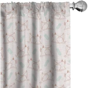 Ambesonne Bohemian Curtains, Retro Mid Century Inspired Abstract Patterns on Ivory Background, Window Treatments 2 Panel Set for Living Room Bedroom, Pair of – 28″ x 63″, Dark Orange and Reseda Green(Eggshell)