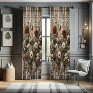 Ambesonne Bohemian Curtains, Retro Mid Century Inspired Abstract Patterns on Ivory Background, Window Treatments 2 Panel Set for Living Room Bedroom, Pair of – 28″ x 63″, Dark Orange and Reseda Green(Cinnamon Cadet Blue Ecru)