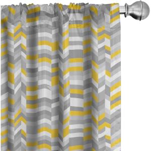 Ambesonne Bohemian Curtains, Retro Mid Century Inspired Abstract Patterns on Ivory Background, Window Treatments 2 Panel Set for Living Room Bedroom, Pair of – 28″ x 63″, Dark Orange and Reseda Green(Grey Yellow)