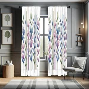 Ambesonne Bohemian Curtains, Retro Mid Century Inspired Abstract Patterns on Ivory Background, Window Treatments 2 Panel Set for Living Room Bedroom, Pair of – 28″ x 63″, Dark Orange and Reseda Green(Blue Lavender Green)