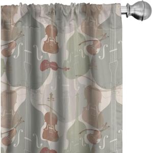 Ambesonne Bohemian Curtains, Retro Mid Century Inspired Abstract Patterns on Ivory Background, Window Treatments 2 Panel Set for Living Room Bedroom, Pair of – 28″ x 63″, Dark Orange and Reseda Green(Grey Coffee)