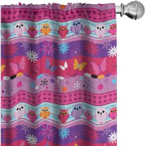 Ambesonne Bohemian Curtains, Retro Mid Century Inspired Abstract Patterns on Ivory Background, Window Treatments 2 Panel Set for Living Room Bedroom, Pair of – 28″ x 63″, Dark Orange and Reseda Green(Hot Pink)