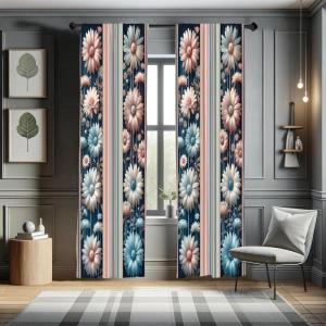 Ambesonne Bohemian Curtains, Retro Mid Century Inspired Abstract Patterns on Ivory Background, Window Treatments 2 Panel Set for Living Room Bedroom, Pair of – 28″ x 63″, Dark Orange and Reseda Green(Dried Rose and Slate Blue)