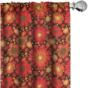 Ambesonne Bohemian Curtains, Retro Mid Century Inspired Abstract Patterns on Ivory Background, Window Treatments 2 Panel Set for Living Room Bedroom, Pair of – 28″ x 63″, Dark Orange and Reseda Green(Green Vermilion)