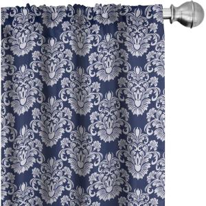 Ambesonne Bohemian Curtains, Retro Mid Century Inspired Abstract Patterns on Ivory Background, Window Treatments 2 Panel Set for Living Room Bedroom, Pair of – 28″ x 63″, Dark Orange and Reseda Green(Dark Blue White)