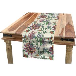 Ambesonne Bohemian Table Runner, Retro Colorful Flowers Pattern Exquisite Blooms Boho Vintage Floral Art, Rectangle Scarf for Dining Room Kitchen Table Setting Decor, 14″ X 120″, Multicolor(Multi Color)