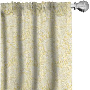 Ambesonne Bohemian Window Curtains Pack of 2, Feathers and Mandala Circles Boho Cultural Pattern with Striped Details, Lightweight Set with Rod Pocket, 4 Panels of – 28″ x 63″, Coral Teal and Ivory(Yellow White)