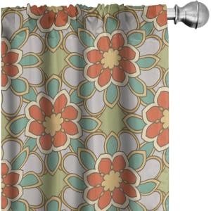 Ambesonne Boho Curtains, Simplistic Ethnic Look Botanical Ornaments as Stripes Neutral Tones, Window Treatments 2 Panel Set for Living Room Bedroom, Pair of – 28″ x 84″, Pale Khaki and Laurel Green(Multi Color)