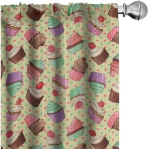 Ambesonne Boho Curtains, Simplistic Ethnic Look Botanical Ornaments as Stripes Neutral Tones, Window Treatments 2 Panel Set for Living Room Bedroom, Pair of – 28″ x 84″, Pale Khaki and Laurel Green(Pale Green)