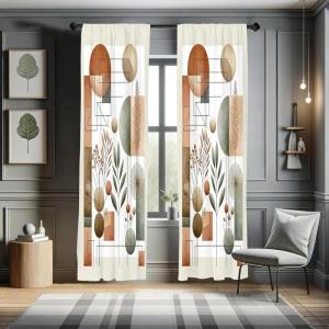 Ambesonne Boho Curtains, Simplistic Ethnic Look Botanical Ornaments as Stripes Neutral Tones, Window Treatments 2 Panel Set for Living Room Bedroom, Pair of – 28″ x 84″, Pale Khaki and Laurel Green(Laurel Green Cinnamon)