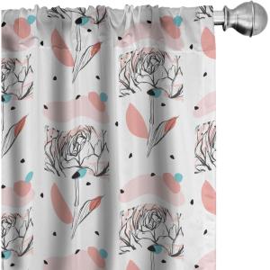 Ambesonne Boho Curtains, Simplistic Ethnic Look Botanical Ornaments as Stripes Neutral Tones, Window Treatments 2 Panel Set for Living Room Bedroom, Pair of – 28″ x 84″, Pale Khaki and Laurel Green(Grey Charcoal)