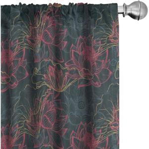 Ambesonne Boho Curtains, Simplistic Ethnic Look Botanical Ornaments as Stripes Neutral Tones, Window Treatments 2 Panel Set for Living Room Bedroom, Pair of – 28″ x 84″, Pale Khaki and Laurel Green(Coral Blue)