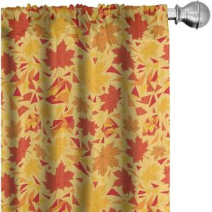 Ambesonne Boho Curtains, Simplistic Ethnic Look Botanical Ornaments as Stripes Neutral Tones, Window Treatments 2 Panel Set for Living Room Bedroom, Pair of – 28″ x 84″, Pale Khaki and Laurel Green(Mustard and Vermilion)