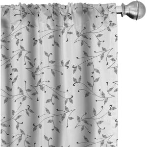 Ambesonne Boho Curtains, Simplistic Ethnic Look Botanical Ornaments as Stripes Neutral Tones, Window Treatments 2 Panel Set for Living Room Bedroom, Pair of – 28″ x 84″, Pale Khaki and Laurel Green(Grey White)
