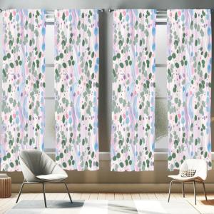 Ambesonne Boho Curtains, Simplistic Ethnic Look Botanical Ornaments as Stripes Neutral Tones, Window Treatments 2 Panel Set for Living Room Bedroom, Pair of – 28″ x 84″, Pale Khaki and Laurel Green(Green Blue Lilac)