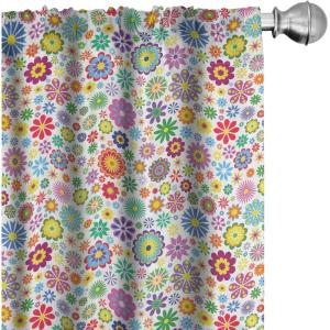 Ambesonne Boho Curtains, Simplistic Ethnic Look Botanical Ornaments as Stripes Neutral Tones, Window Treatments 2 Panel Set for Living Room Bedroom, Pair of – 28″ x 84″, Pale Khaki and Laurel Green(Red Green)