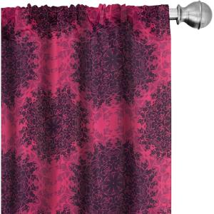 Ambesonne Boho Curtains, Simplistic Ethnic Look Botanical Ornaments as Stripes Neutral Tones, Window Treatments 2 Panel Set for Living Room Bedroom, Pair of – 28″ x 84″, Pale Khaki and Laurel Green(Purple Pink)