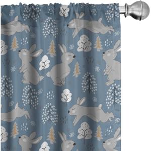 Ambesonne Boho Curtains, Simplistic Ethnic Look Botanical Ornaments as Stripes Neutral Tones, Window Treatments 2 Panel Set for Living Room Bedroom, Pair of – 28″ x 84″, Pale Khaki and Laurel Green(Blue Grey)