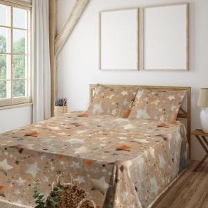 Ambesonne Butterflies Sheet Set, Watercolor Design Branches Spring Life on Neutral Colored Backdrop, Fitted and Flat Sheet with Pillowcases Bedding Accent 4 Piece Set, Queen, Pale Grey Sepia Blush(Pale Mustard Vermilion)