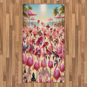 Ambesonne Classic Area Rug, Hedonistic Pampered Room in Muted Tones Neutral Colors Rich Ornament, Flat Woven Accent Rug for Living Room Bedroom Dining Room, 4′ X 5′ 7″, Coconut and Off White(Pink Beige and Pale Sky Blue)