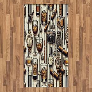 Ambesonne Classic Area Rug, Hedonistic Pampered Room in Muted Tones Neutral Colors Rich Ornament, Flat Woven Accent Rug for Living Room Bedroom Dining Room, 4′ X 5′ 7″, Coconut and Off White(Amber Brown and Taupe)