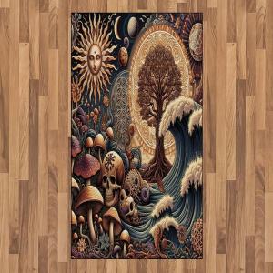 Ambesonne Classic Area Rug, Hedonistic Pampered Room in Muted Tones Neutral Colors Rich Ornament, Flat Woven Accent Rug for Living Room Bedroom Dining Room, 4′ X 5′ 7″, Coconut and Off White(Dark Slate Blue Cinnamon)
